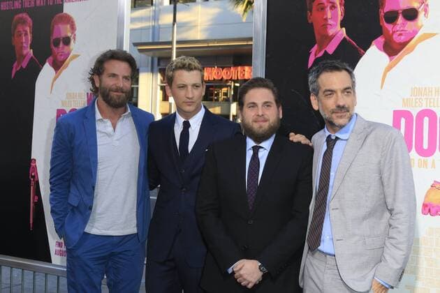 LOS ANGELES - AUG 15: Bradley Cooper, Miles Teller, Jonah Hill, Todd Phillips at the War Dogs Premiere at the TCL Chinese Theater IMAX on August 15, 2016 in Los Angeles, CA  HPA