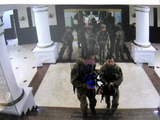 Security Camera during Turkish Coup Attempt at General Staff Headquarters, Ankara. In this picture pro-coup generals and pro-coup special forces members are seen in General Staff Headquaters, 15 July, 2016  SecurityCam20160715_0484