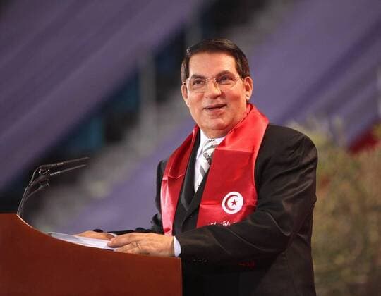 091011) -- TUNIS, Oct. 11, 2009 -- Tunisian President Zine El Abidine Ben Ali delivers his speech at the start of the presidential election campaign in Rades stadium, near Tunis, Oct. 11, 2009. Tunisians are due to go to polls on Oct. 25. (TAP News Agency)  - ZUMAx10_