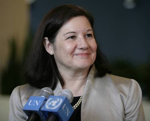 United Nations - NYC - October 15 2009 - Maria Luiza Ribeiro Viotti, Permanent Representative of Brazil to the United Nations, speaks to the press, following Brazil s election by the General Assembly for a two-year term as a non-permanent member of the Security Council. - ZUMAra1_