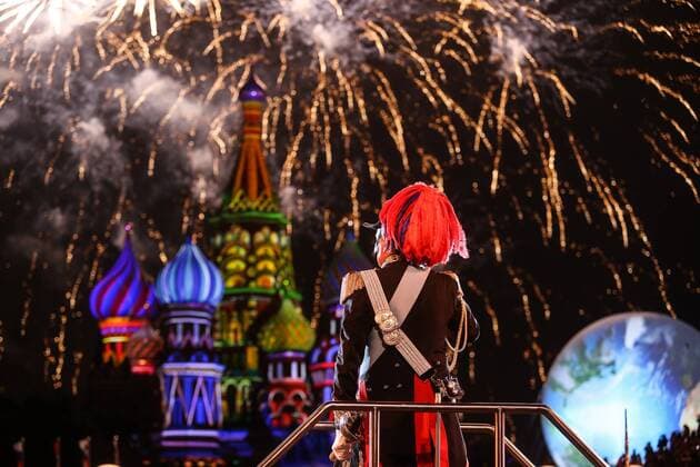 Chief conductor of the Carabinieri band of Italy Massimo Martinelli performs during international military music festival Spasskaya Tower in Moscow, Russia, on Aug. 27, 2016. The 9th International Military Music festival Spasskaya Tower will take place from Aug. 27 to Sept. 4. Spasskaya Tower , the parade of the honor guards units and of the best military music bands of Russia and other countries, takes place every year on Red Square in Moscow. ) (djj) RUSSIA-MOSCOW-MUSIC FESTIVAL-SPASSKAYA TOWER EvgenyxSinitsyn 