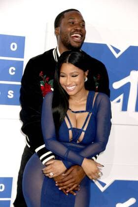 August 28, 2016 - New York, New York, U.S. - Hiphop artists MEEK MILL and NICKI MINAJ attend the arrivals at the 2016 MTV Video Music Awards held at Madison Square Garden. New York U.S. - ZUMAk03_