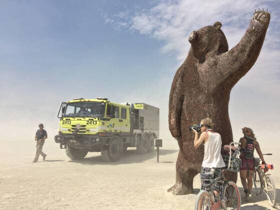 August 30, 2016 - Black Rock City, Nevada, United States of America - Ursa Major, a 14 foot tall, grizzly bear sow art installation during the annual desert festival Burning Man August 30, 2016 in Black Rock City, Nevada. The annual festival attracts 70,000 attendees in one of the most remote and inhospitable deserts in America. Black Rock City United States of America - ZUMAp138