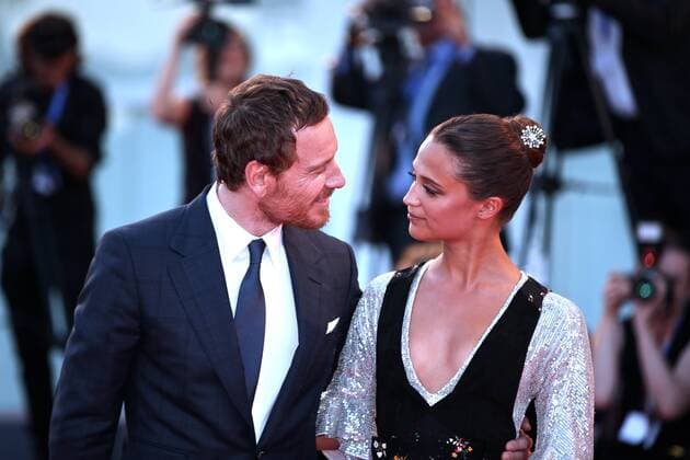 (160901) -- VENICE, Sept. 1, 2016 -- Actress Alicia Vikander (R) and actor Michael Fassbender arrive for the premiere of the movie The Light Between Oceans at the 73rd Venice Film Festival in Venice, Italy, on Sept. 1, 2016. ) ITALY-VENICE-THE LIGHT BETWEEN 0CEANS-PREMIERE JinxYu 
