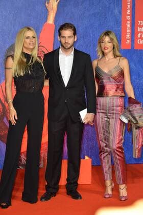 73rd Venice Film Festival, Red Carpet film Franca Chaos and creation . Pictured: Tomaso Trussardi, Michelle Hunziker, Gaia Trussardi  Copyright: xSimonexComi Veneziax2016x