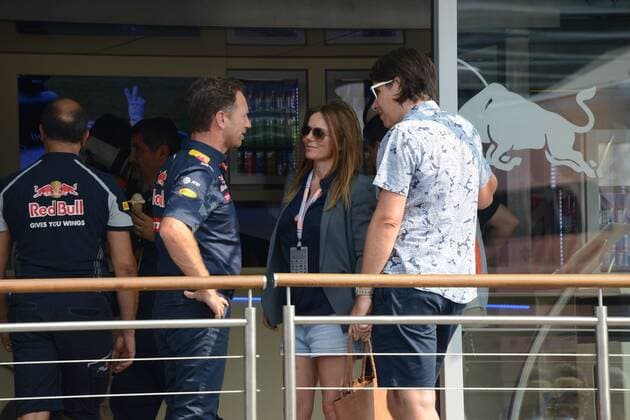Monza, celebrities and riders arrive at the circuit for the F1 Grand Prix of Monza in the picture: Geri Halliwell, Christian Horner  Copyright: xManuelexMangiarottix