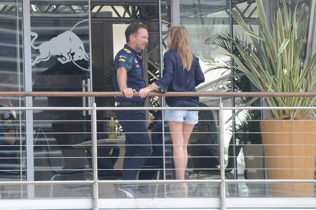 Monza, celebrities and riders arrive at the circuit for the F1 Grand Prix of Monza in the picture: Geri Halliwell, Christian Horner  Copyright: xManuelexMangiarottix
