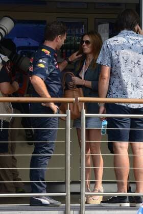 Monza, celebrities and riders arrive at the circuit for the F1 Grand Prix of Monza in the picture: Geri Halliwell, Christian Horner  Copyright: xManuelexMangiarottix