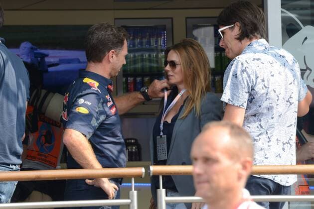 Monza, celebrities and riders arrive at the circuit for the F1 Grand Prix of Monza in the picture: Geri Halliwell, Christian Horner  Copyright: xManuelexMangiarottix