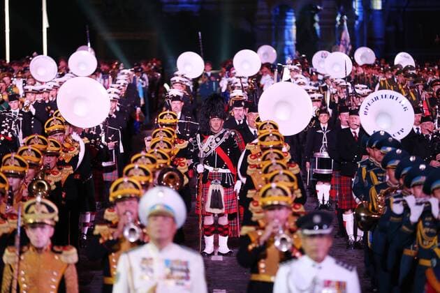 MOSCOW, RUSSIA - SEPTEMBER 4, 2016: The closing ceremony of the 9th Spasskaya Tower international military music festival, in Red Square. Marina Lystseva TASS  TS02FD84