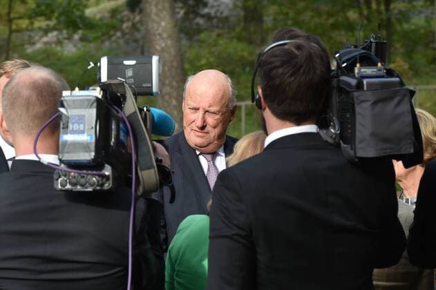 Staatsbesuch von König Harald von Norwegen in Finnland 20160906, Helsinki, Finland. Norwegian Royal Couple King Harald V and Queen Sonja on a four day state visit to Finland. The Royal Couple held a press conference at Kalastajantorppa 