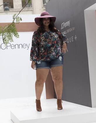 US: New York fashion week Ashley Nell Tipton show Model walks runway for women plus-size collection by Ashley Nell Tipton presented by JCPenney during New York fashion week ss 2017 at Greeley Square, New York.  LevxRadin