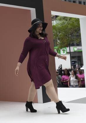 US: New York fashion week Ashley Nell Tipton show Model walks runway for women plus-size collection by Ashley Nell Tipton presented by JCPenney during New York fashion week ss 2017 at Greeley Square, New York.  LevxRadin