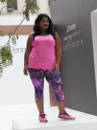 US: New York fashion week Ashley Nell Tipton show Model walks runway for women plus-size collection by Ashley Nell Tipton presented by JCPenney during New York fashion week ss 2017 at Greeley Square, New York.  LevxRadin