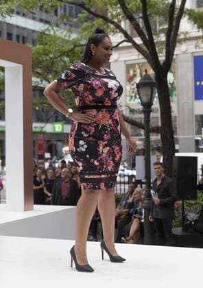US: New York fashion week Ashley Nell Tipton show Model walks runway for women plus-size collection by Ashley Nell Tipton presented by JCPenney during New York fashion week ss 2017 at Greeley Square, New York.  LevxRadin