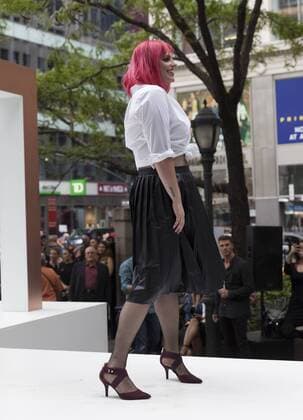 US: New York fashion week Ashley Nell Tipton show Model walks runway for women plus-size collection by Ashley Nell Tipton presented by JCPenney during New York fashion week ss 2017 at Greeley Square, New York.  LevxRadin