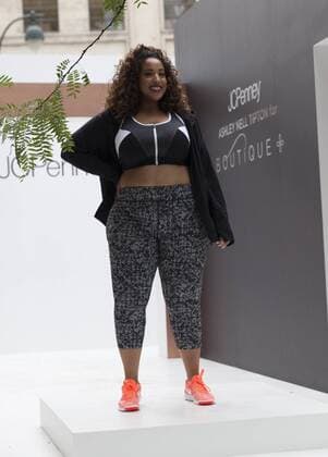 US: New York fashion week Ashley Nell Tipton show Model walks runway for women plus-size collection by Ashley Nell Tipton presented by JCPenney during New York fashion week ss 2017 at Greeley Square, New York.  LevxRadin