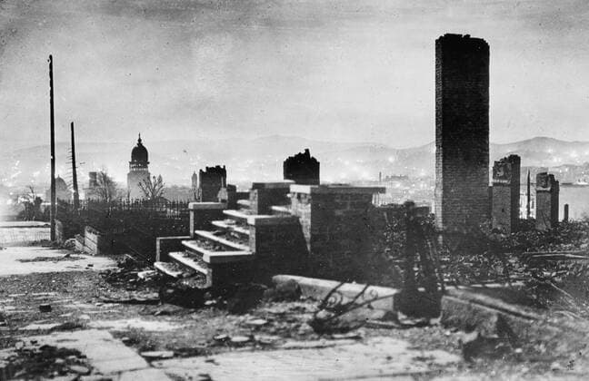 Photograph of the aftermath of San Francisco earthquake and fire. Dated 1906 WHA  !ACHTUNG AUFNAHMEDATUM GESCHÄTZT! Copyright: WHA UnitedArchivesWHA_063_0173