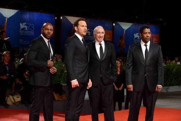73rd Venice Film Festival, Red Carpet film The Magnificent Seven . Pictured: Denzel Washington, Chris Pratt, Antoine Furqua  Copyright: xSimonexComi Veneziax2016x