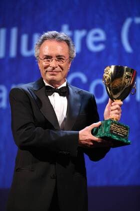 VENICE, Sept. 10, 2016 -- Actor Oscar Martinez holds the Coppa Volpi for the Best Actor for the movie El Ciudadano Ilustre during the award ceremony at the 73rd Venice Film Festival, at the Lido of Venice, Italy, Sept. 10, 2016. The Woman Who Left by Philippine director Lav Diaz won the Golden Lion, the highest prize presented at the 73rd Venice International Film Festival which concluded here on Saturday evening. )(axy) ITALY-VENICE-73RD FILM FESTIVAL-AWARD JinxYu 