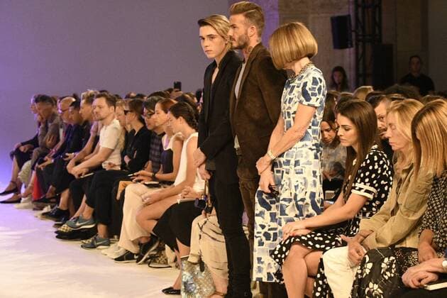 . 11 09 2016. New York , United States. David Beckham, his son Brooklyn and Anna Wintour stand during a minutes silence for the anniversary of 9 11 at Victoria Beckham s show at New York Fashion Week.  xi-Imagesx IIM-13417-0003
