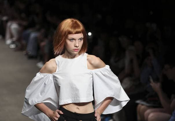 NEW YORK, Sept. 11, 2016 -- A model presents a creation of Vivienne Hu during the New York Fashion Week in New York City, the United States, Sept. 11, 2016. ) (lrz) U.S.-NEW YORK-FASHION-VIVIENNE HU WangxYing 