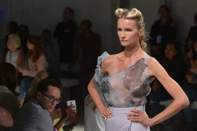 A model walks on the runway at the Irina Vitjaz show during New York Fashion Week in New York City on September 12, 2016. The show is at The Gallery, Skylight Clarkson Square.  NYP20160912201 ANDREAxHANKS