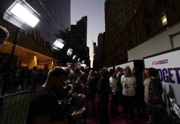 Cast members arrive on the red carpet at the Bridget Jones Baby New York Premiere at Paris Theater on September 12, 2016 in New York City.  NYP20160912104 JOHNxANGELILLO
