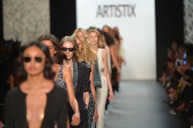 Models walk on the runway at the Artistix show during New York Fashion Week: The Shows at The Dock, Skylight at Moynihan Station in New York City on September 12, 2016.  NYP201612020012 ANDREAxHANKS