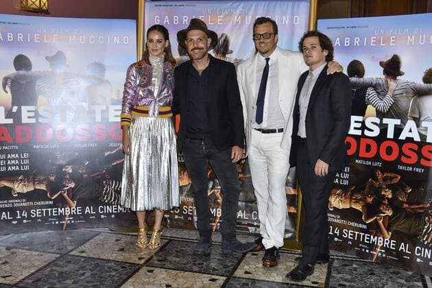 Milan Presentation film Summer on him by Gabriele Muccino Pictured: Matilda Lutz Jack Jaselli Gabriele Muccino Brando Pacitto  Copyright: xRiccardoxGiordanoxFotosickix