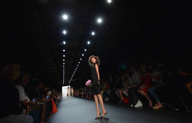 New York Fashion Week - Chiara Boni A model walks on the runway at the Chara Boni La Petite Robe show during New York Fashion Week: The Shows at The Dock, Skylight at Moynihan Station in New York City on September 13, 2016.  NYP201613020021 ANDREAxHANKS