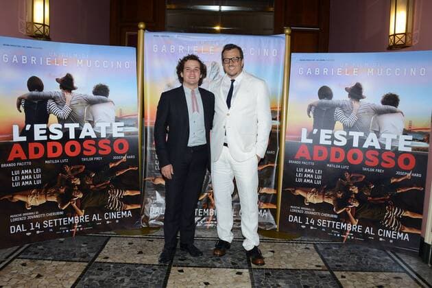 Milan, before the film Summer on him by GabrieleMuccino. pictured: Brando Pacitto Gabriele Muccino  Copyright: xManuelexMangiarottix