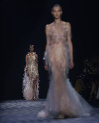 Models walk on the runway at the Marchesa Spring Summer fashion show during New York Fashion Week at The Dock, Skylight at Moynihan Station on September 14, 2016 in New York City.  NYP20160914148 JOHNxANGELILLO