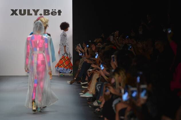 Models walk on the runway at the XULY.B?t show during New York Fashion Week: The Shows at The Dock, Skylight at Moynihan Station in New York City on September 14, 2016.  NYP201614020046 ANDREAxHANKS