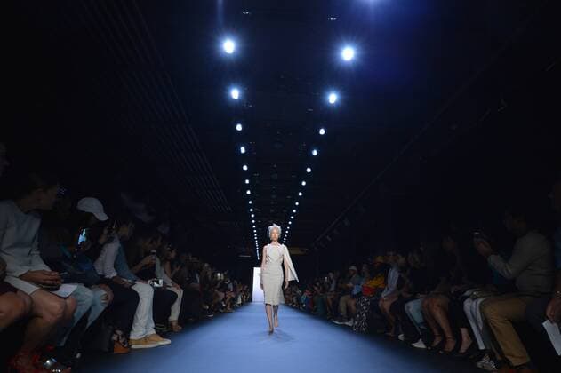 A model walks on the runway at the Runa Ray show during New York Fashion Week: The Shows at The Dock, Skylight at Moynihan Station in New York City on September 14, 2016.  NYP201614020053 ANDREAxHANKS