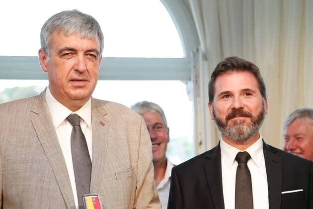Preisverleihung Merites Wallons in Namur Elie Deblire (Idelux) and Fabian Collard (Idelux) pictured during the award ceremony for the sixth edition of the Merites Wallons by the Walloon Government at the Elysette, in Jambes, Namur, Thursday 15 September 2016.  BRUNOxFAHY 04932334