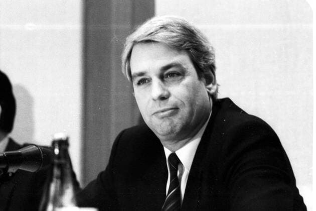 1983, Pressekonferenz Management Bertelsmann, Dr. Mark Wössner