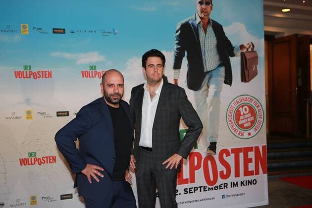 Berlin: Cinema Premiere Der Vollposten Cinema Premiere Der Vollposten in the Delphi Filmpalast in Berlin Kantstrasse. Release date is September 22, 2016. The photo shows the actor Bastian Pastewka and actor Checco Zalone  SimonexKuhlmey