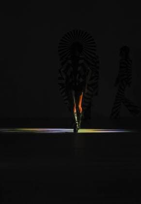(160918) -- LONDON, Sept. 17, 2016 -- A model walks the runway at the Gareth Pugh show during London Fashion Week Spring Summer collections 2017 in London, Britain, on Sept. 17, 2016. ) (wtc) BRITAIN-LONDON-LONDON FASHION WEEK-GARETH PUGH HanxYan 