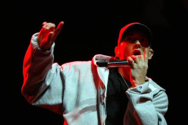 Eminem performs for his release party of his new album Relapse at the Sound Board stage in the Motor City Casino in Detroit, on Tuesday, May 19, 2009. KIMBERLY P. MITCHELL Detroit Free Press - ZUMAf31_