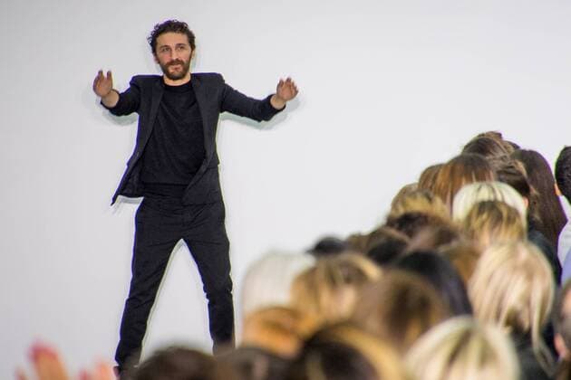 UK: LFW David Koma Collection David Koma thanks the audience following his Spring Summer 17 Collection runway show during London Fashion Week. FOR EDITORIAL USE ONLY.Pacific Press Agency  HughxPeterswald