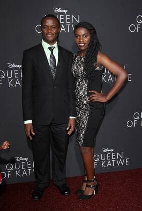 September 20, 2016 - Hollywood, CA, United States - 20 September 2016 - Hollywood, California - Robert Katende and Phiona Mutesi. Ã¢â‚¬Å Queen Of KatweÃ¢â‚¬Â Los Angeles Premiere held at the El Capitan Theater in Hollywood. Photo Credit: AdMedia Hollywood United States - ZUMAa123