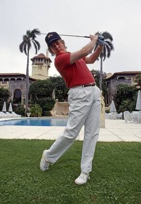 Nov 1, 1992 - Palm Beach, Florida, U.S. - EXCLUSIVE - DONALD TRUMP hits some golf balls on the west lawn of Mar-a-lago in Palm Beach. Palm Beach U.S. - ZUMAd135
