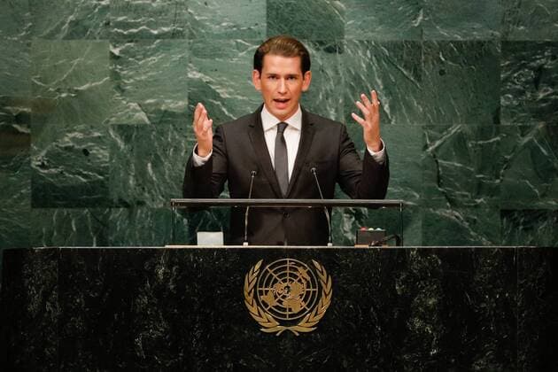 (160922) -- UNITED NATIONS, Sept. 21, 2016 -- Austrian Foreign Minister Sebastian Kurz addresses the 71st session of the United Nations General Assembly general debate at the UN headquarters in New York Sept. 21, 2016. ) (zcc) UN-NEW YORK-GENERAL ASSEMBLY-GENERAL DEBATE LixMuzi 