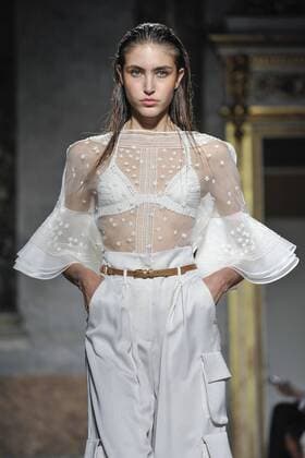Milan Fashion Week, Women Spring Summer 2017. Les Copains catwalk Pictured: model  Copyright: xRiccardoxGiordanoxSickix