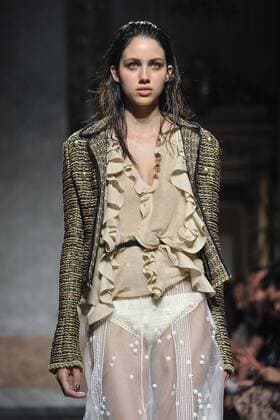 Milan Fashion Week, Women Spring Summer 2017. Les Copains catwalk Pictured: model  Copyright: xRiccardoxGiordanoxSickix