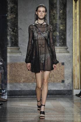 Milan Fashion Week, Women Spring Summer 2017. Les Copains catwalk Pictured: model  Copyright: xRiccardoxGiordanoxSickix