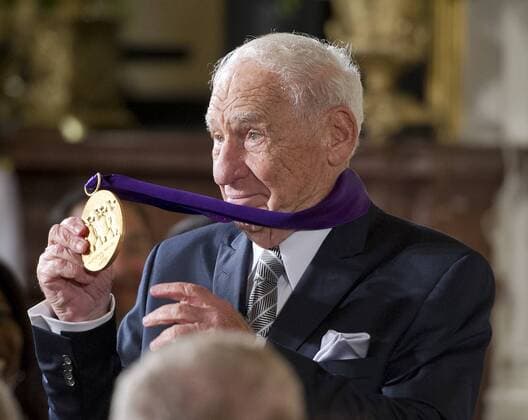 September 22, 2016 - Washington, District of Columbia, United States of America - MEL BROOKS, Actor, Comedian, & Writer of New York, New York, shows off his new 2015 National Medal of Arts after receiving it from United States President Barack Obama during a ceremony in the East Room of the White House. Washington United States of America - ZUMAs152