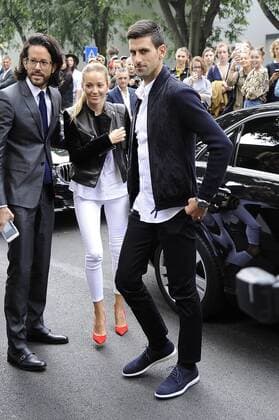Milan fashion show of Giorgio Armani Photo: Novak Djokovic with his wife  Copyright: xLivioxValeriox