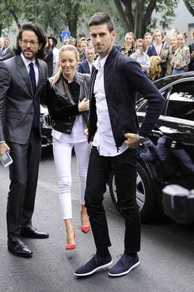 Milan fashion show of Giorgio Armani Photo: Novak Djokovic with his wife  Copyright: xLivioxValeriox